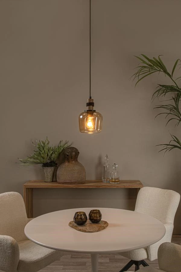 Lucide ILONA - Pendant light - Ø 18 cm - 1xE27 - Amber - atmosphere 1